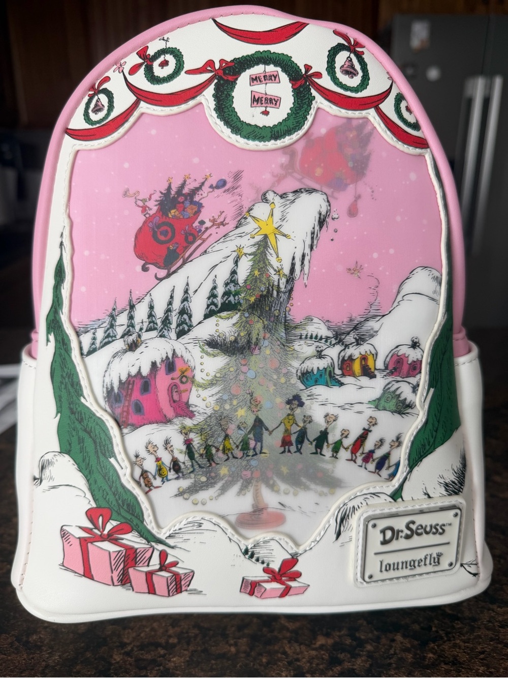 Loungefly Dr. Seuss Pink Holiday Backpack